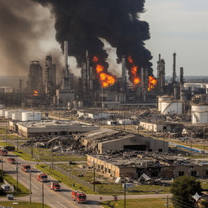 Massive explosion at refinery, heavy smoke