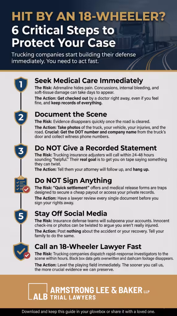 6 critical step to protect your 18 wheeler accident case