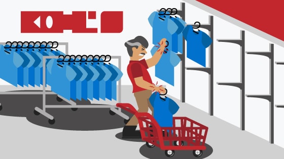 Retail work injury from repetitive motion stocking clothes racks