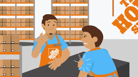 Texas Home Depot employee reporting work injury to supervisor