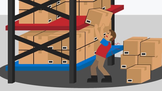 Retail work injury from lifting boxes