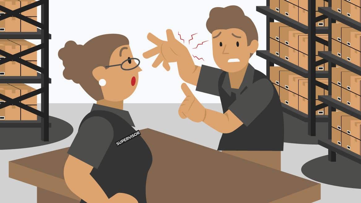 retail employee reporting work injury to their supervisor