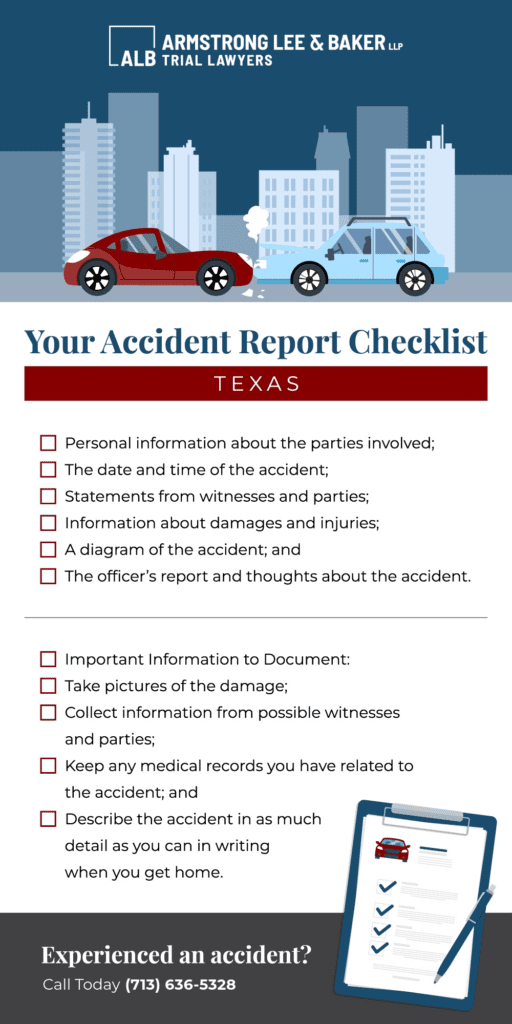 Lista de control de accidentes de coche en Texas